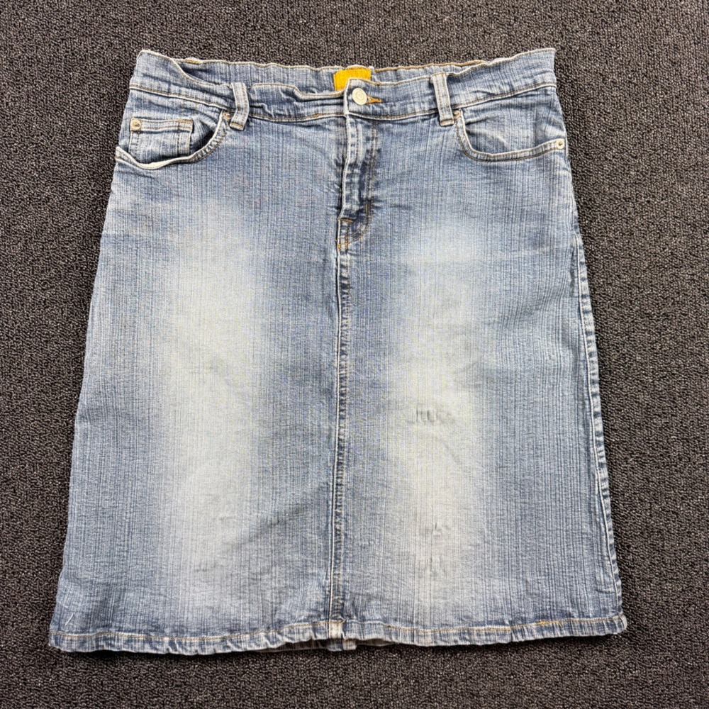 Nine Jeans Denim Midi Skirt Women's 13 Junior Light wash Knee Length Embroidered